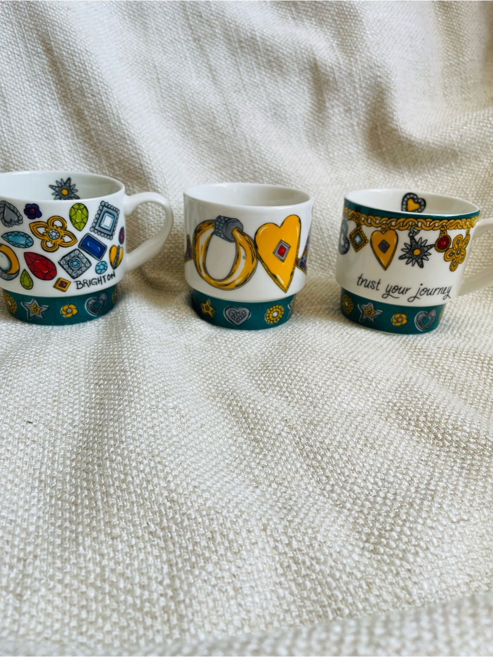 Brighton Colorful Stackable Love Ceramic Mugs Set of 3